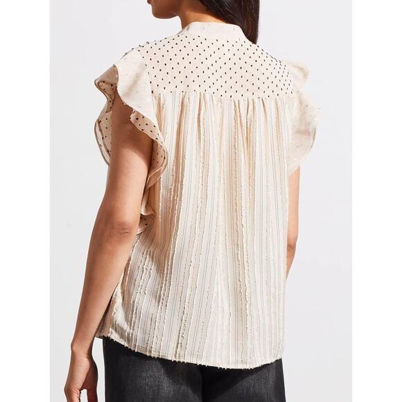 Tribal Jeans Mixed Media Blouse Top 5608  French Oak Size Large - Picture 2 of 12